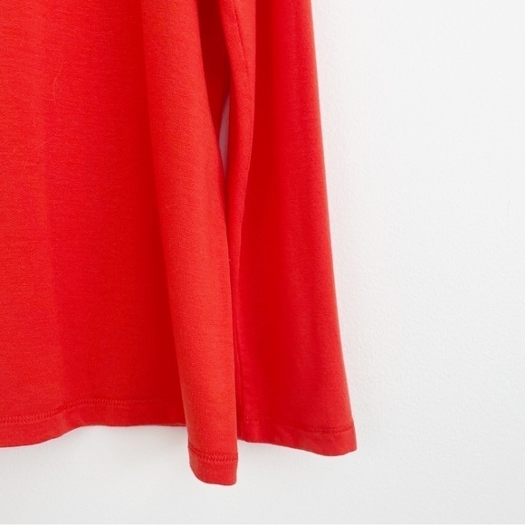 Eileen Fisher Orange Red Terry Pocket Scoop Neck Long Sleeve Stretch Top Size XS - Picture 11 of 14